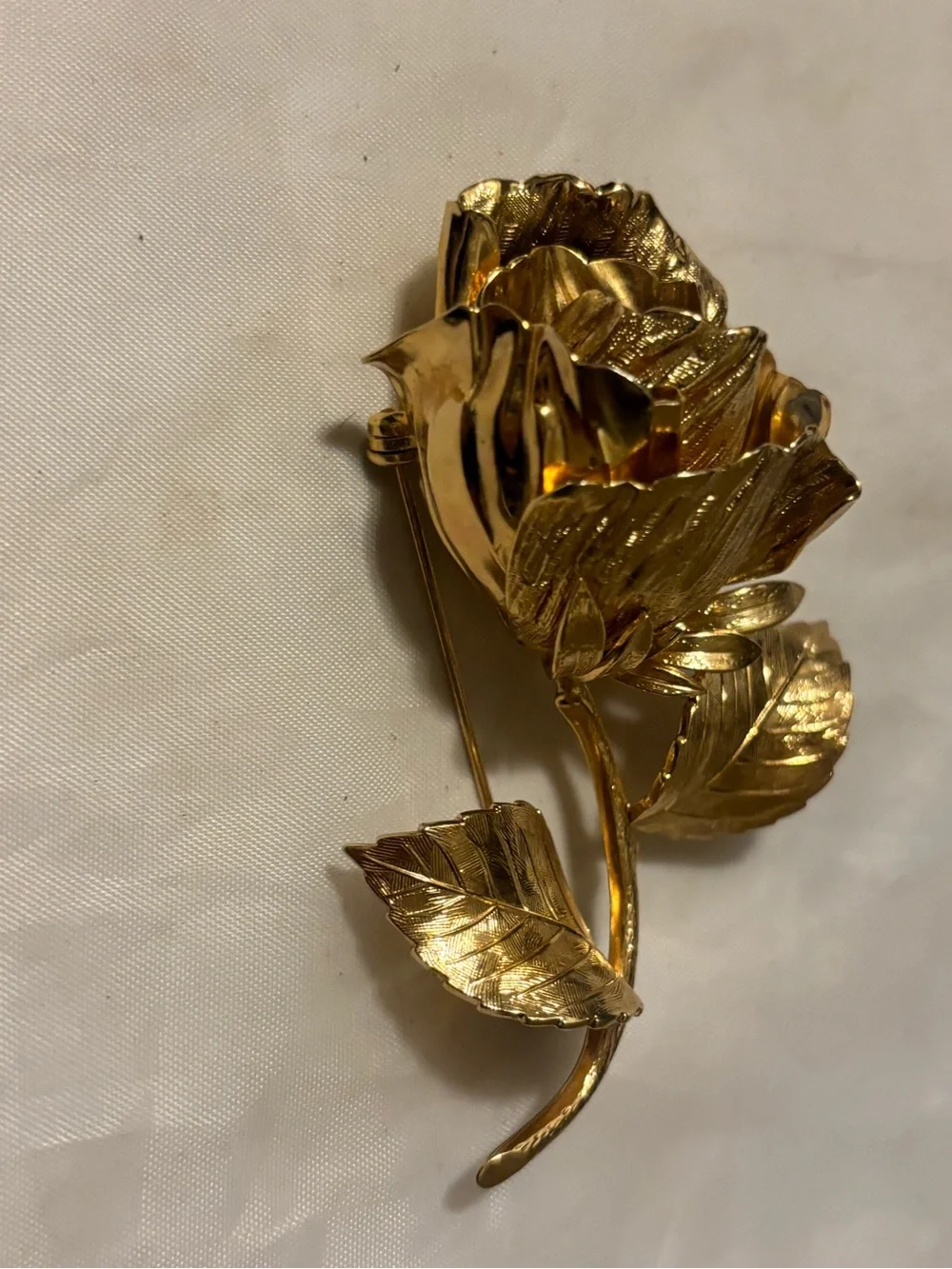 Vg Christian Dior Grosse Germany Gold Plated Textured Rose Brooch